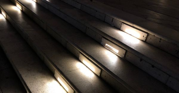 Outdoor stairs with LED lighting